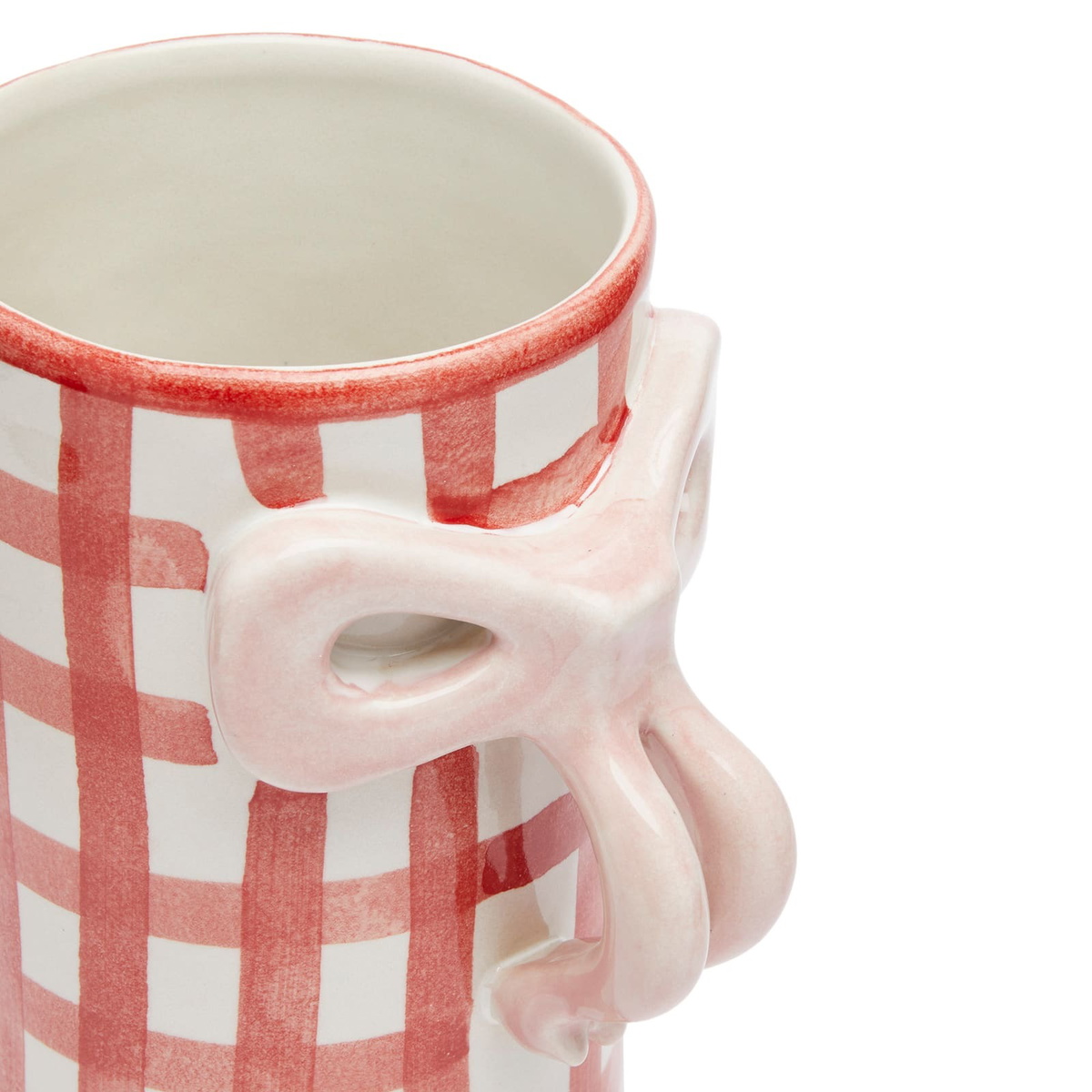 Damson Madder Women's Gingham Bow Vase in Red Gingham 
