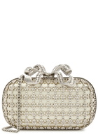 Self-portrait Bow Crystal-embellished Satin box Clutch - Cream - One Size