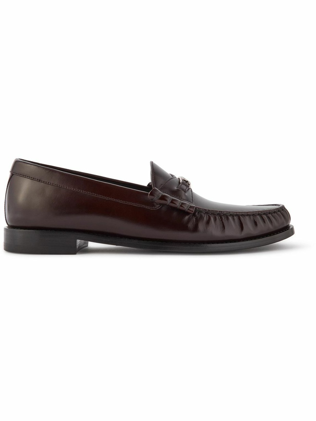 Photo: CELINE - Luco Logo-Embellished Polished-Leather Loafers - Brown