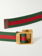 GUCCI - 3cm Striped Webbing Belt - Red
