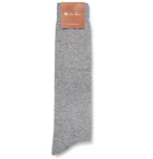 Loro Piana - Mélange Stretch-Cashmere Over-the-Calf Socks - Men - Gray