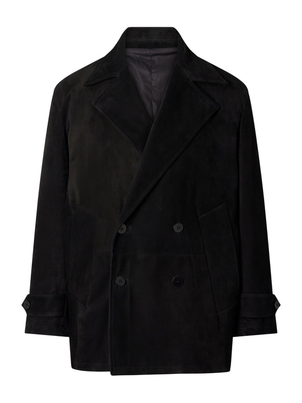 Photo: Stòffa - Double-Breasted Suede Jacket - Black