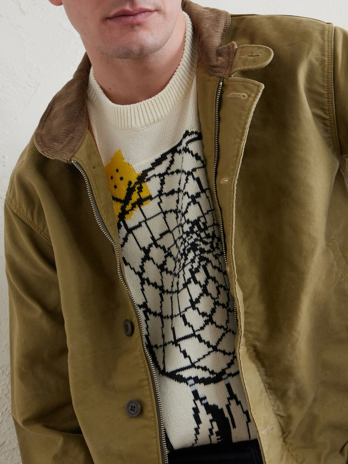 KAPITAL - Peckish Dream Catcher Intarsia Cotton-Blend Sweater - Neutrals