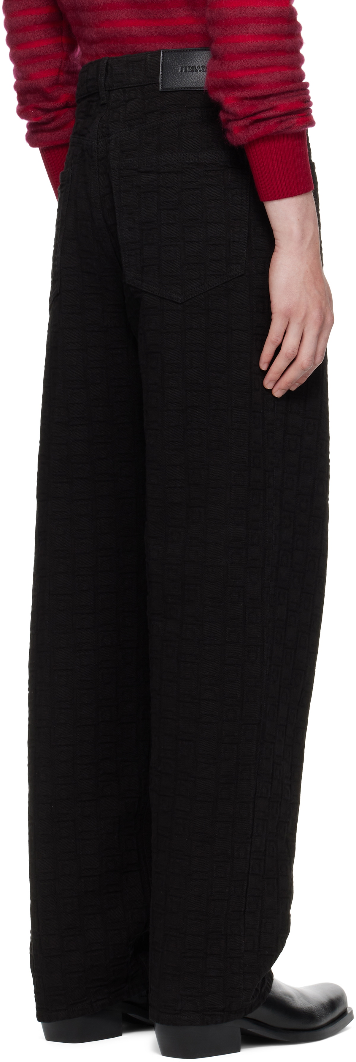 Ferragamo Black Monogram Five-Pocket Jeans