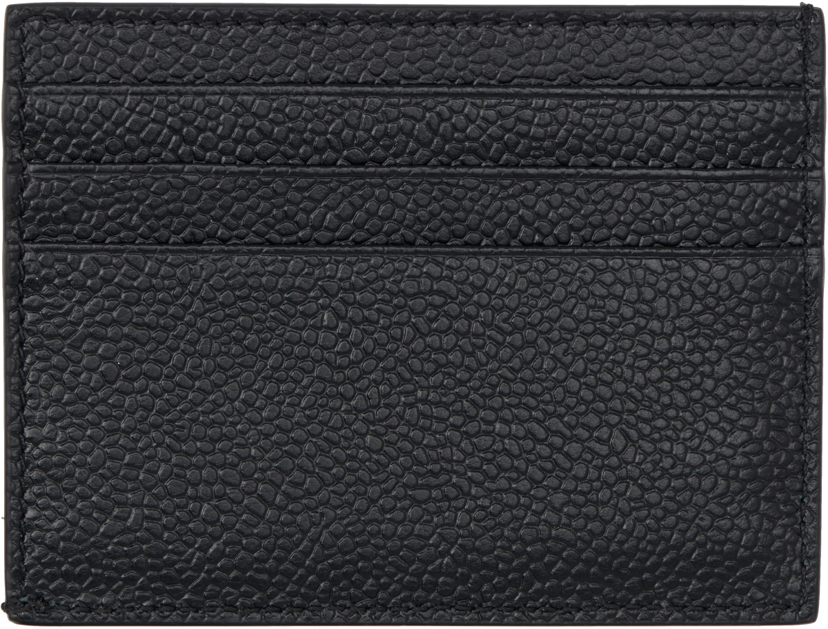 Thom Browne Black Pebble Grain Note Compartment Card Holder