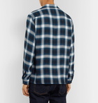 Blue Blue Japan - Camp-Collar Checked Flannel Shirt - Navy