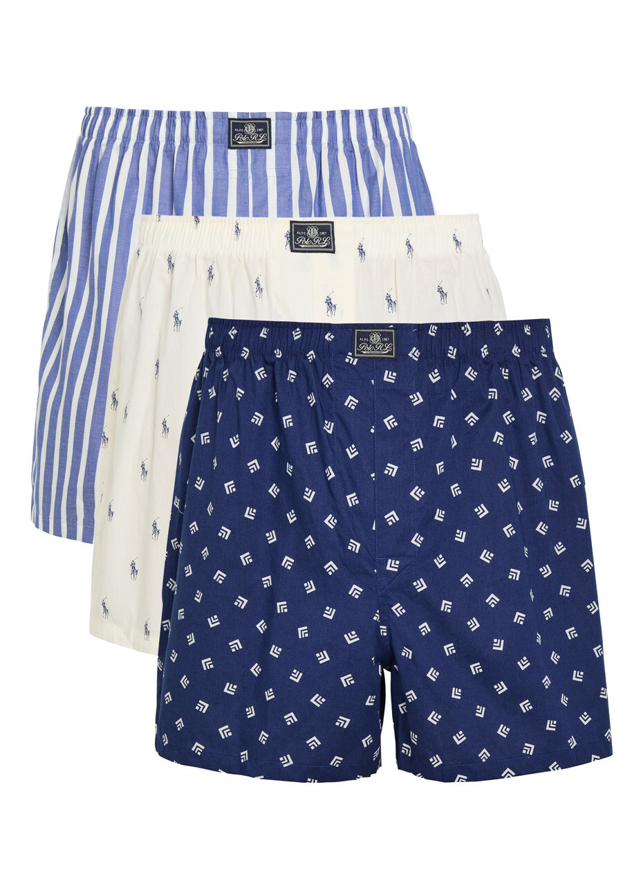 Polo Ralph Lauren Patterned Cotton Boxer Shorts Blue