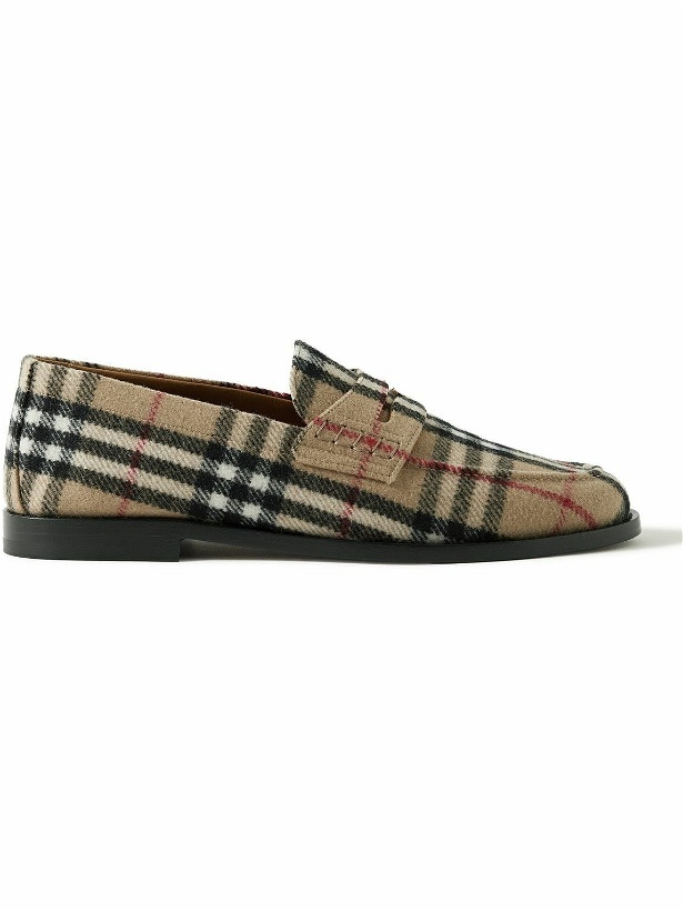 Photo: Burberry - Checked Felt Penny Loafers - Neutrals