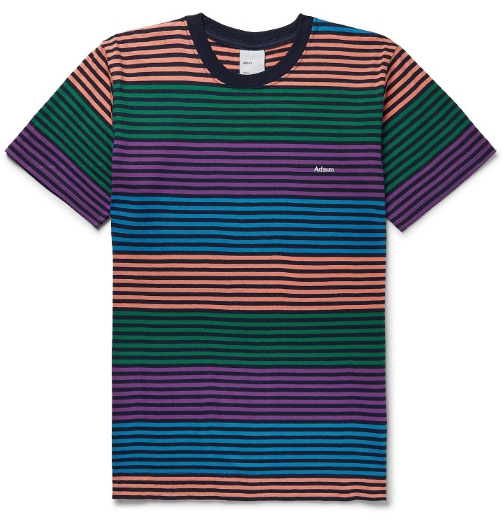 Photo: Adsum - Candy Logo-Embroidered Striped Cotton-Jersey T-Shirt - Multi