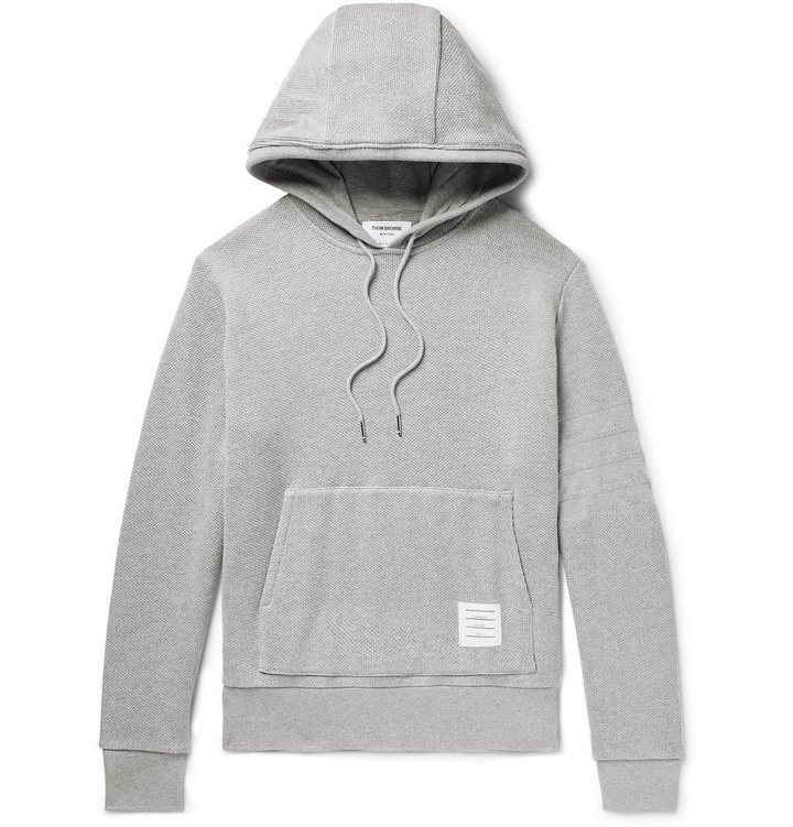 Photo: Thom Browne - Honeycomb Cotton Hoodie - Men - Gray