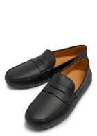 Tods Mocassino Grained Leather Loafers Black