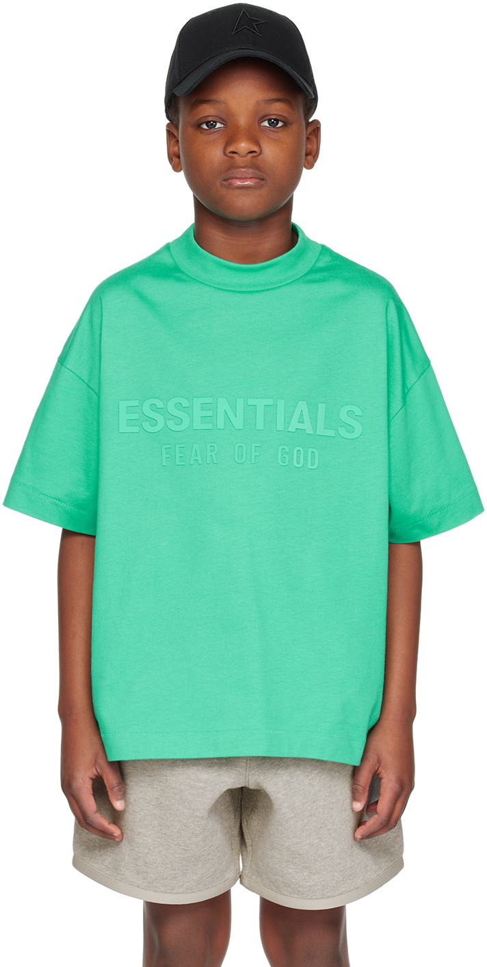 Fear of God ESSENTIALS Kids Green Crewneck T-Shirt Fear Of God Essentials