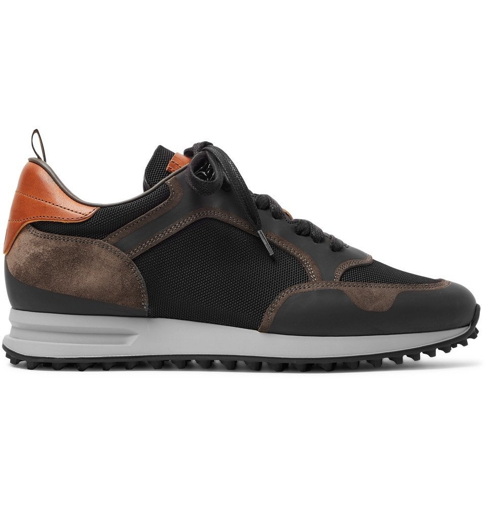 Dunhill - Radial Runner Leather and Suede-Trimmed Mesh