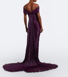Marmar Halim Pleated off-shoulder bustier gown