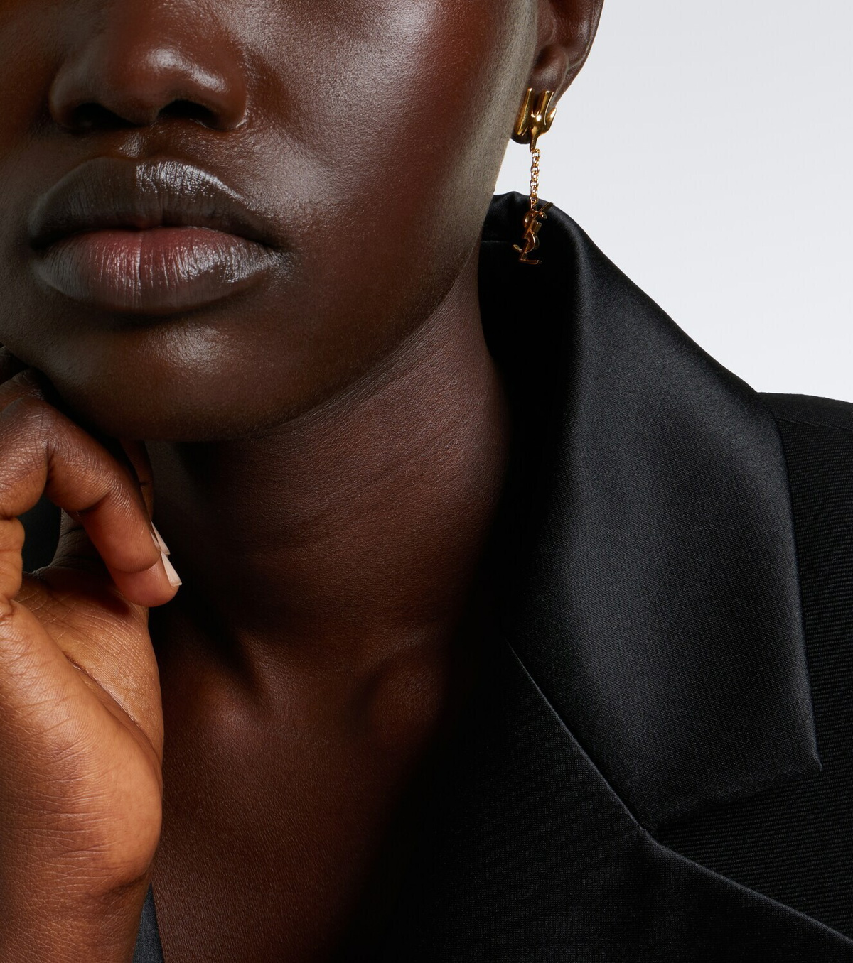 Saint Laurent Cassandre brass earrings