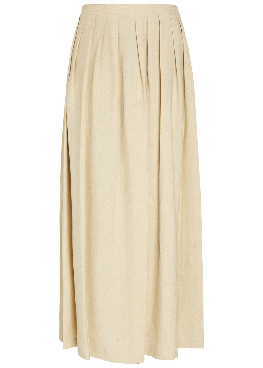 Giuliva Heritage The Lea Pleated Woven Maxi Skirt Ecru