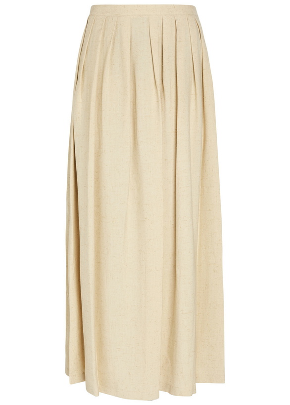 Photo: Giuliva Heritage The Lea Pleated Woven Maxi Skirt Ecru