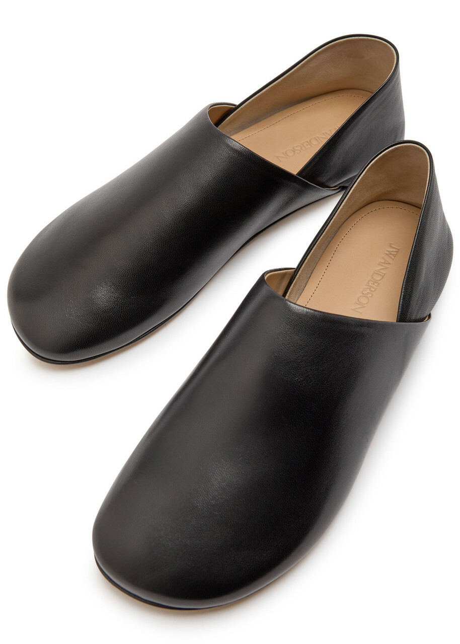 JW Anderson Leather Babouche Flats Black