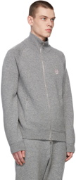 Alexander McQueen Grey Cashmere Zip-Up