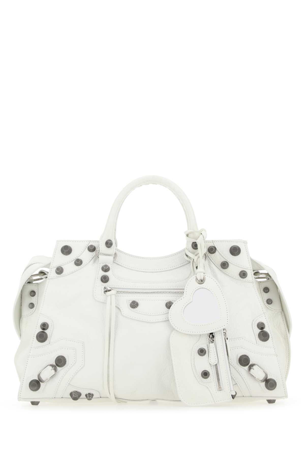 Balenciaga White Leather Neo Cagole City Handbag Balenciaga