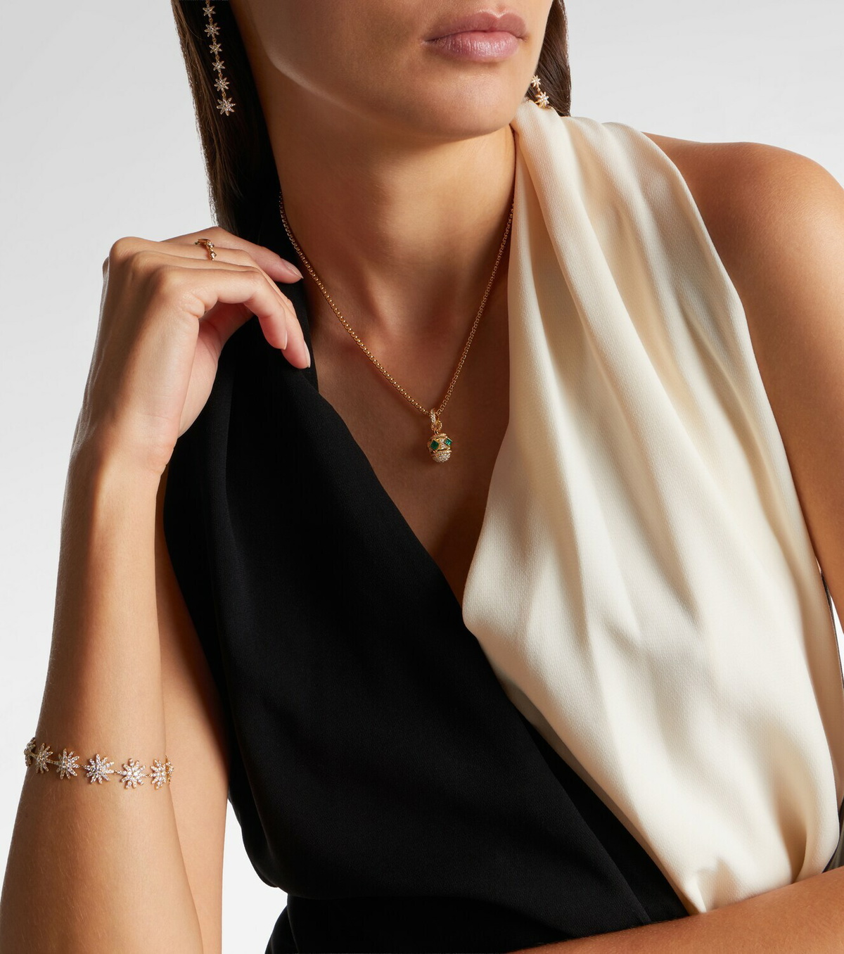 David Yurman Renaissance® 18kt gold necklace with emeralds and diamonds