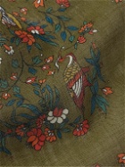 Drake's - Birds of Paradise Printed Wool and Silk-Blend Voile Scarf