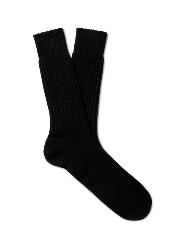 Photo: TOM FORD - Ribbed Cotton Socks - Black