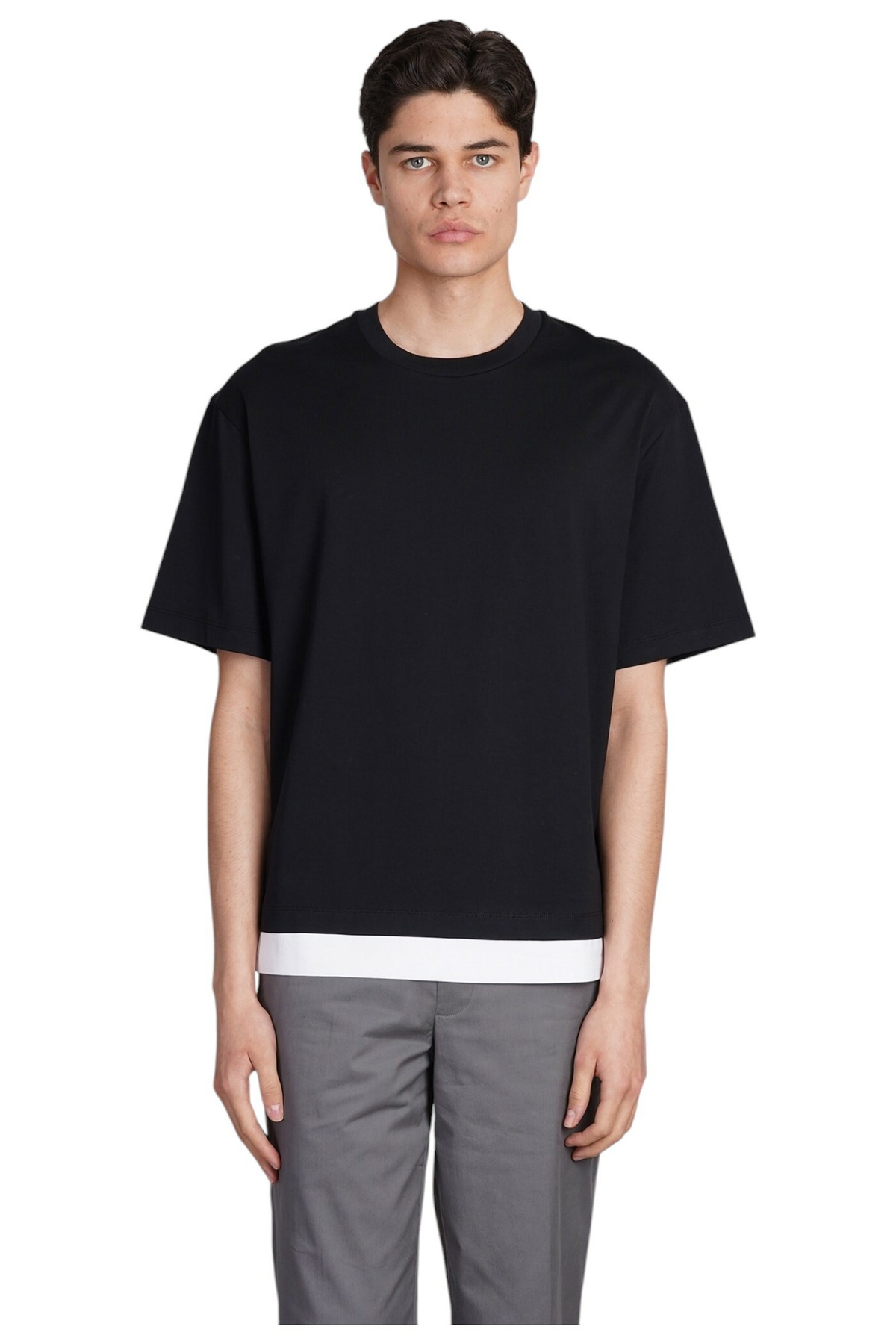 Tシャツ・カットソー NeIL Barrett SS20 ROUND NECK T-SHIRT (PBJT669S_N521S524) Neil Barrett Men's Ombre Bolts T-Shirt in Black/White Neil