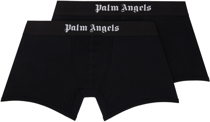 Photo: Palm Angels Two-Pack Black 'Palm Angels' Boxer Briefs