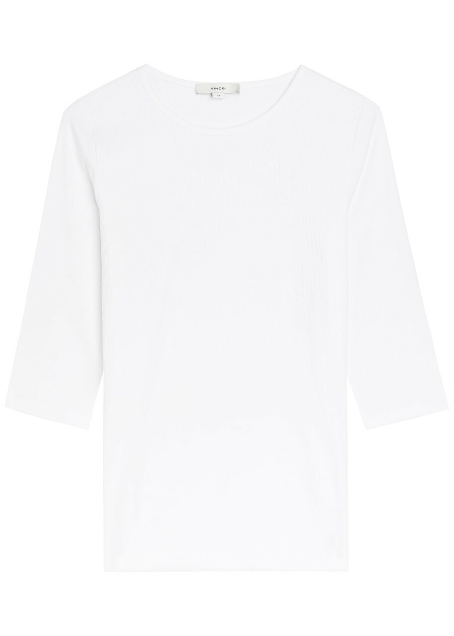 Vince Ribbed Stretch-jersey top Off White