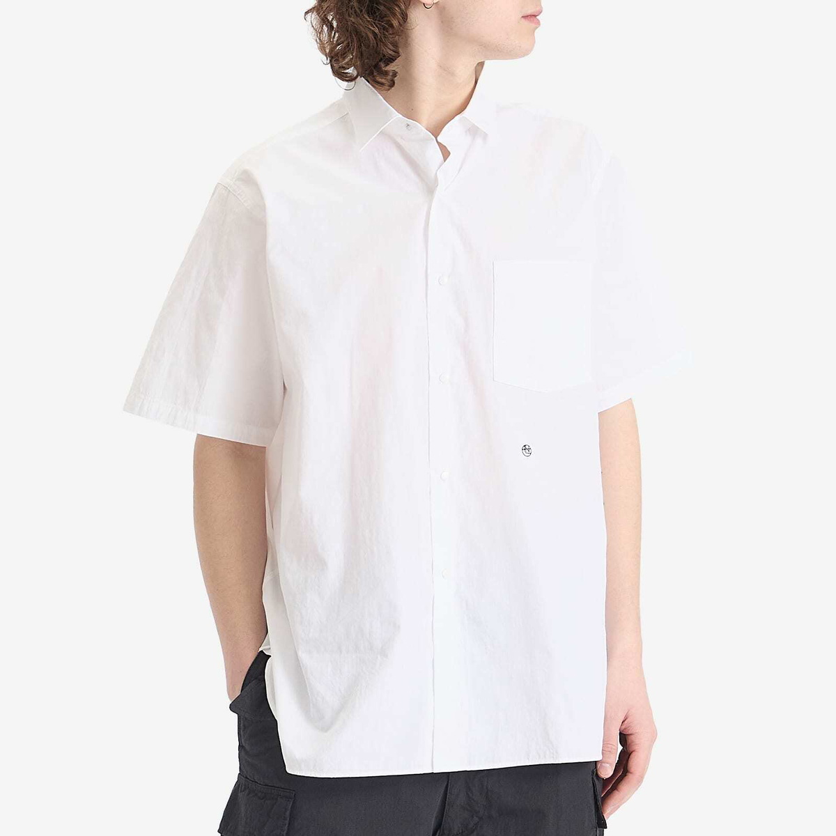 Nanamica Men's Regular Collar Wind Short Sleeve Shirt in Off White
