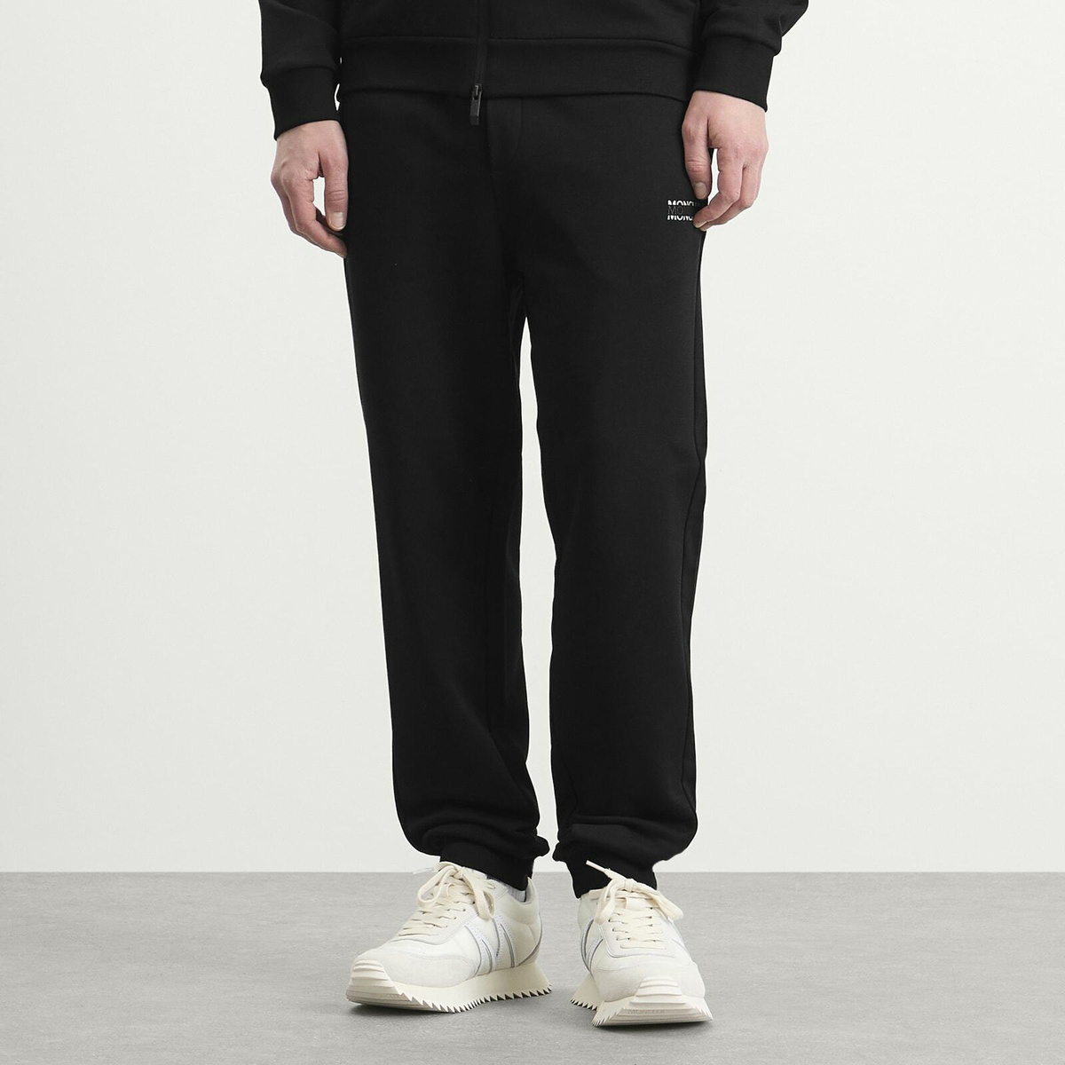 Moncler Men's Stripe Logo Sweatpants in Black