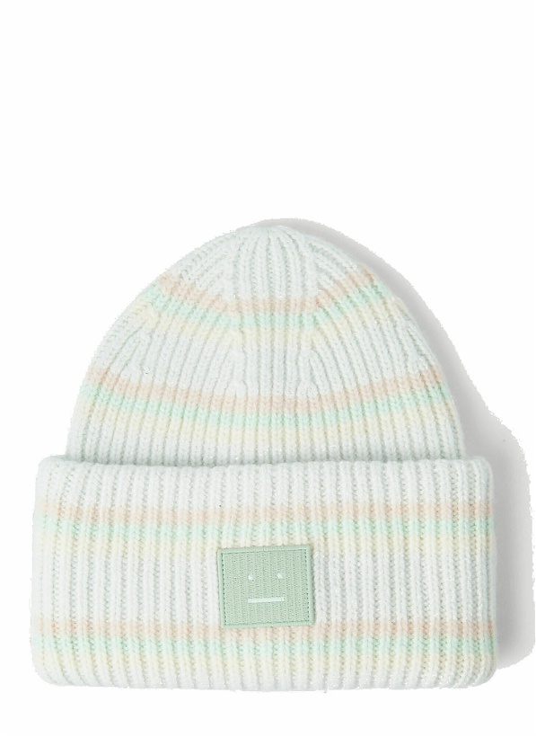 Photo: Striped Face Beanie Hat in Light Blue