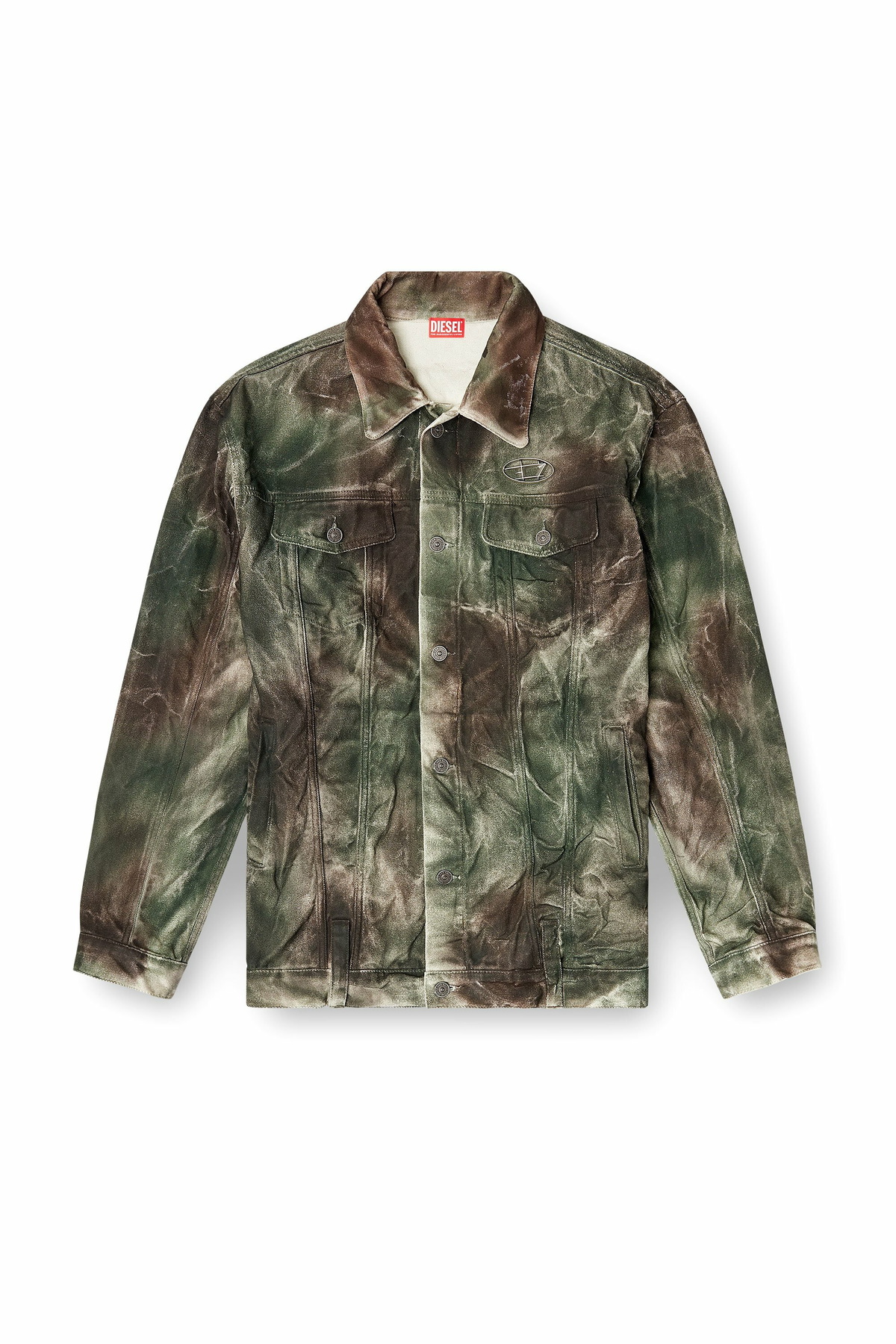 Diesel Trucker jacket in crinkled camo canvas - Jackets - Unisex - Multicolor
