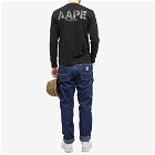 Men's AAPE Long Sleeve Small Face Camo T-Shirt in Black