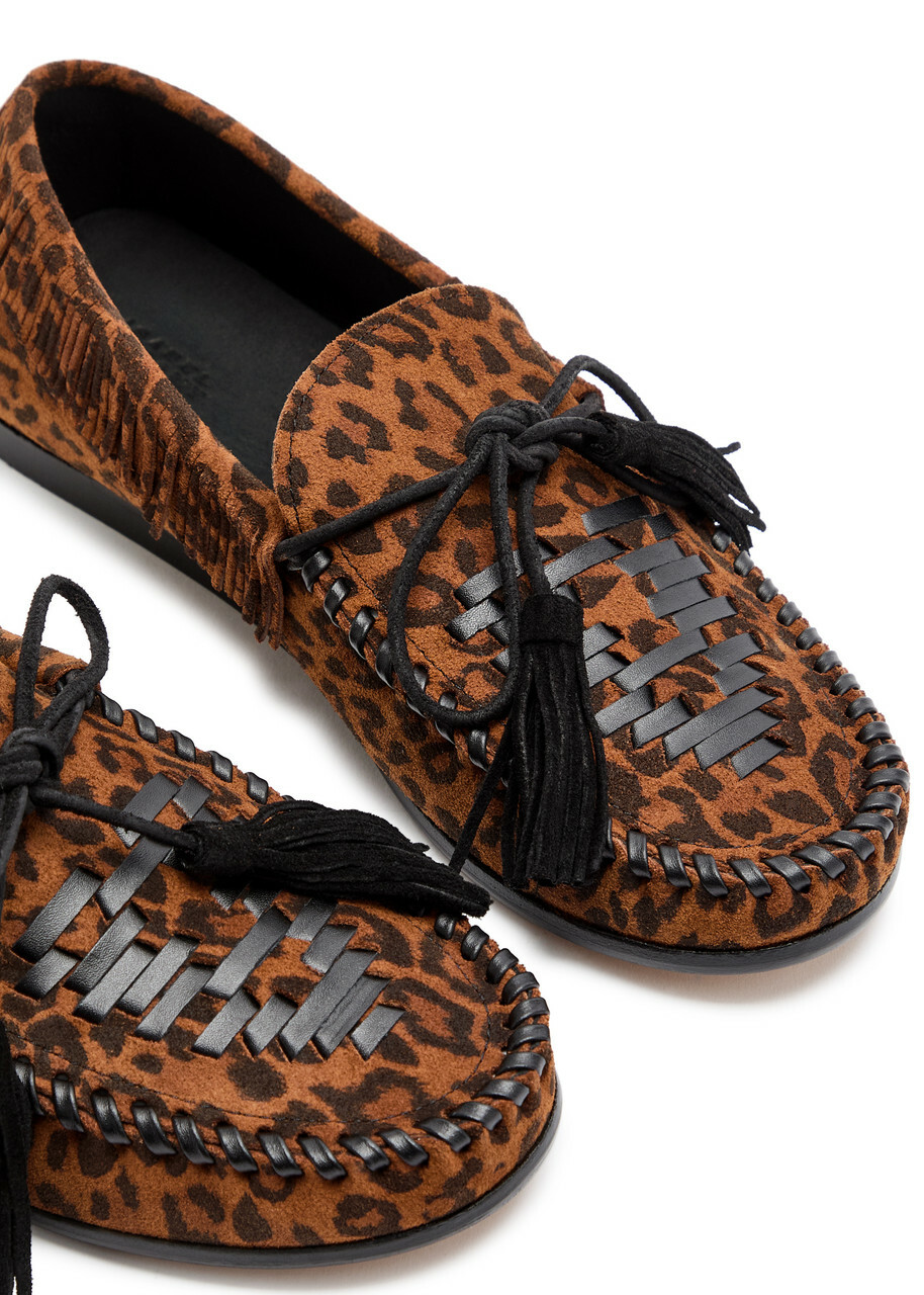 Isabel Marant étoile Fitza Fringed Leopard Suede Loafers