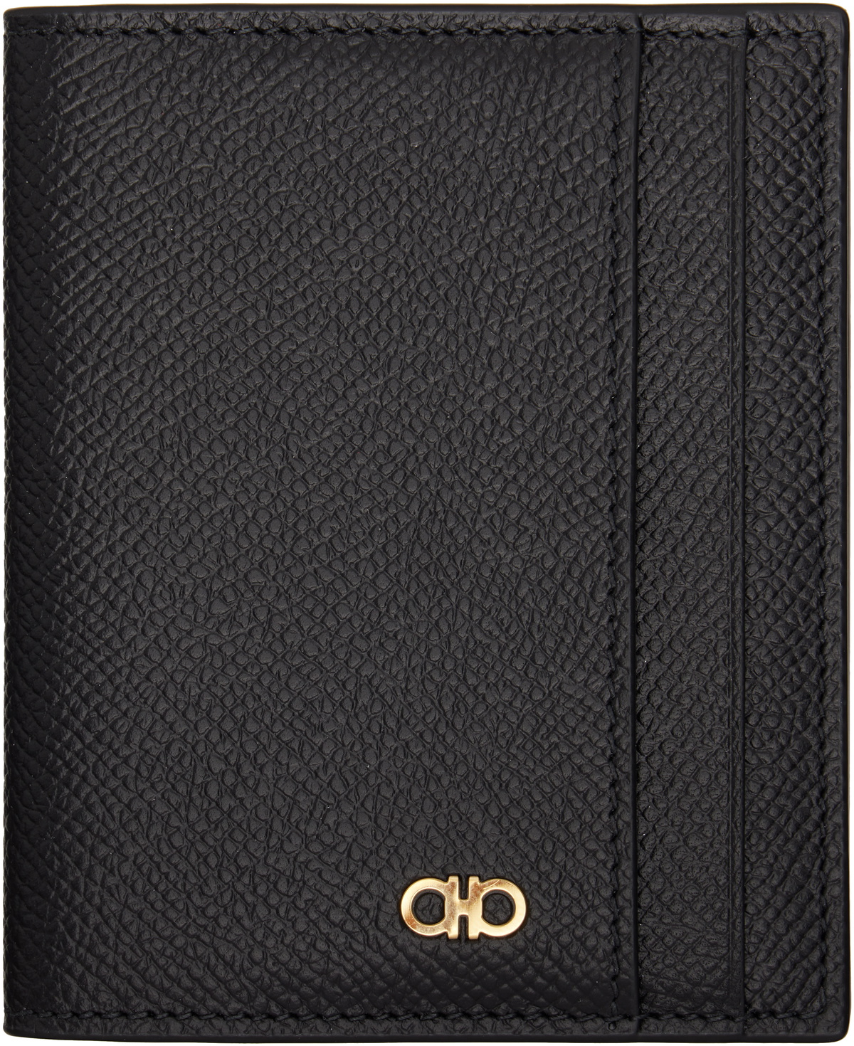 Ferragamo Black Gancini Window Credit Card Holder