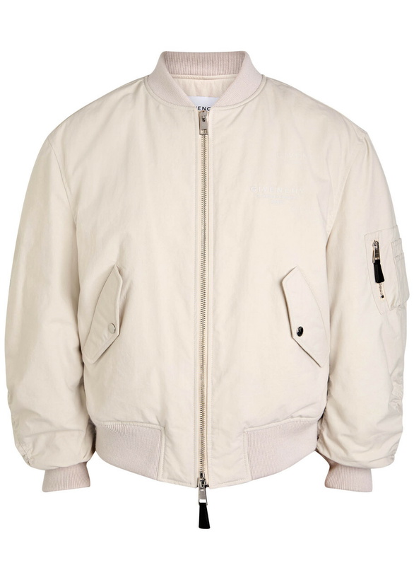 Photo: Givenchy Logo Padded Cotton-blend Bomber Jacket Beige