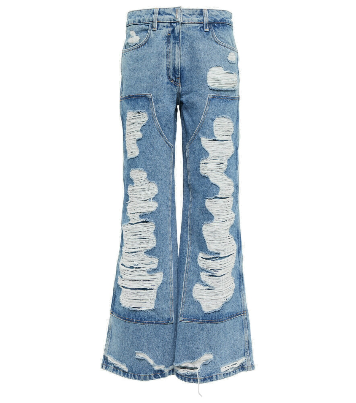 Givenchy - Distressed mid-rise wide-leg jeans Givenchy