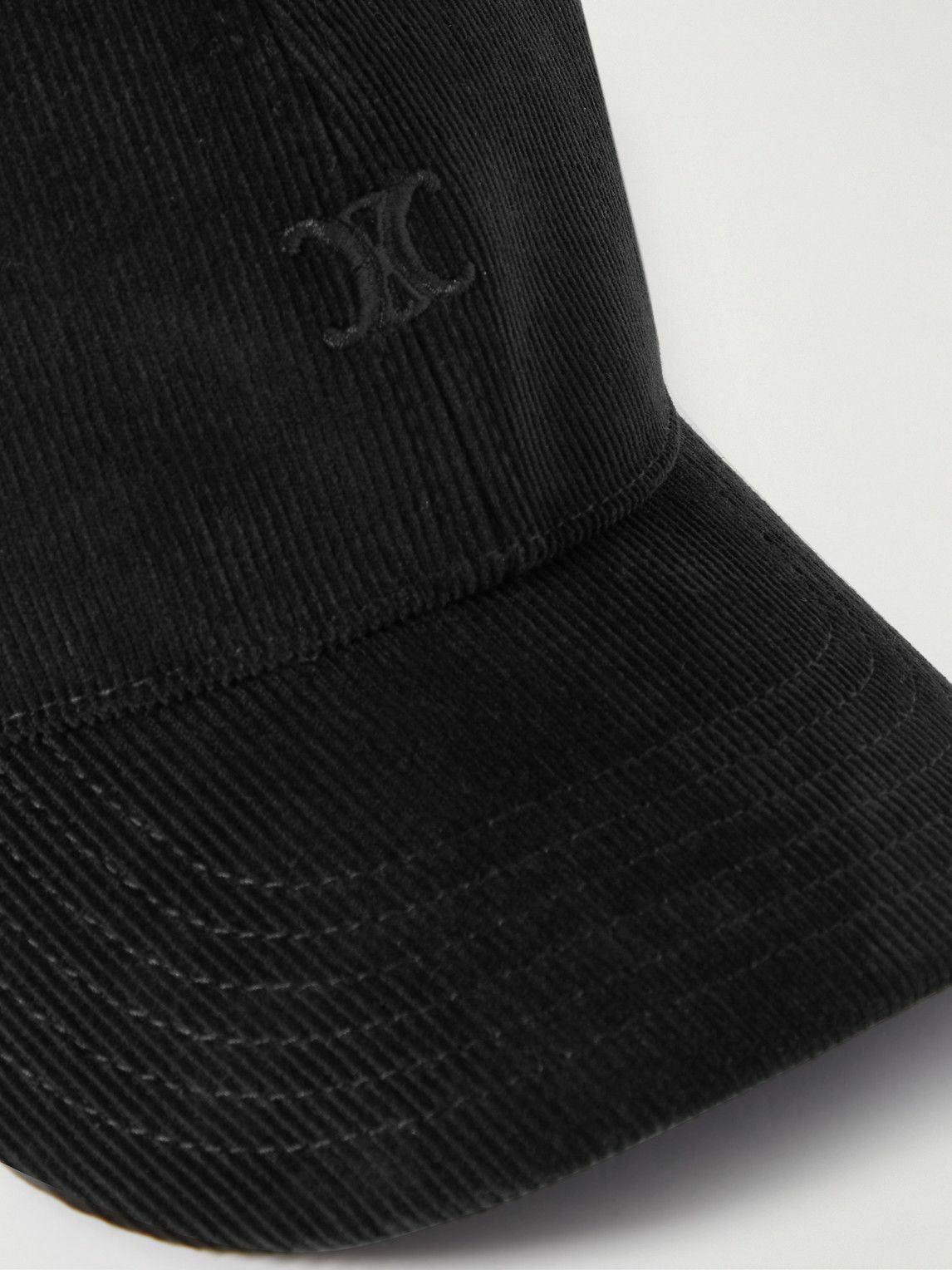 CELINE - Logo-Embroidered Cotton-Corduroy Baseball Cap - Black