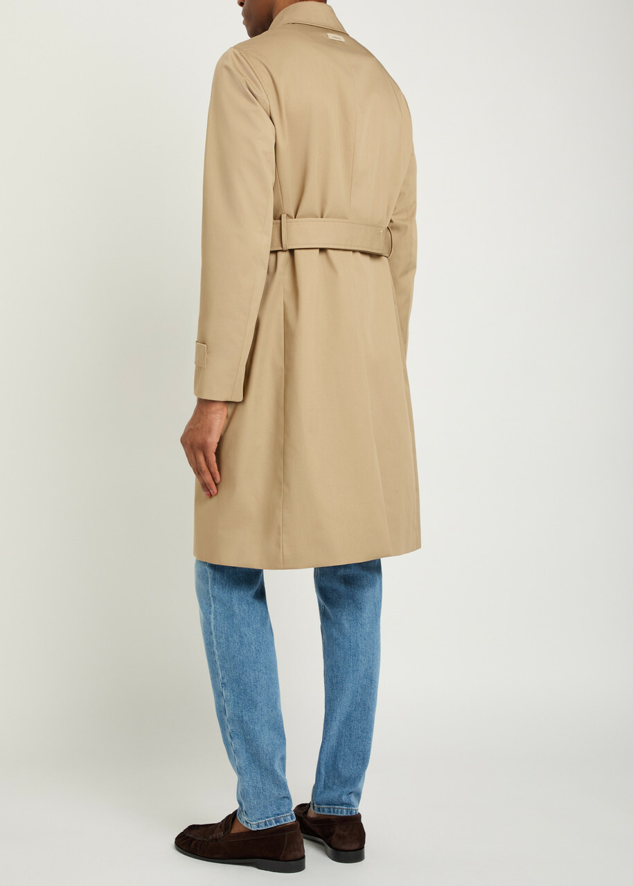 Lardini Belted Woven Trench Coat Beige