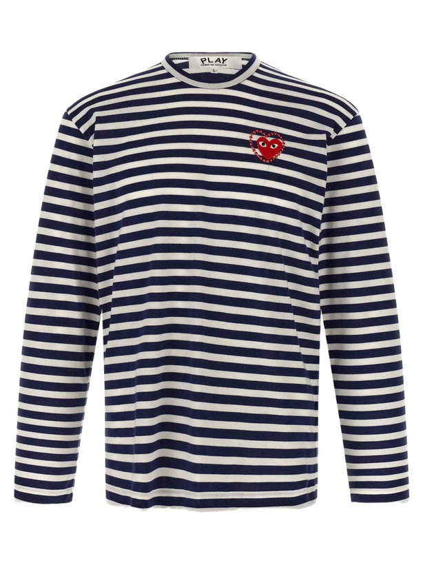 Photo: Comme des Garçons Play Logo Patch Stripes T-shirt
