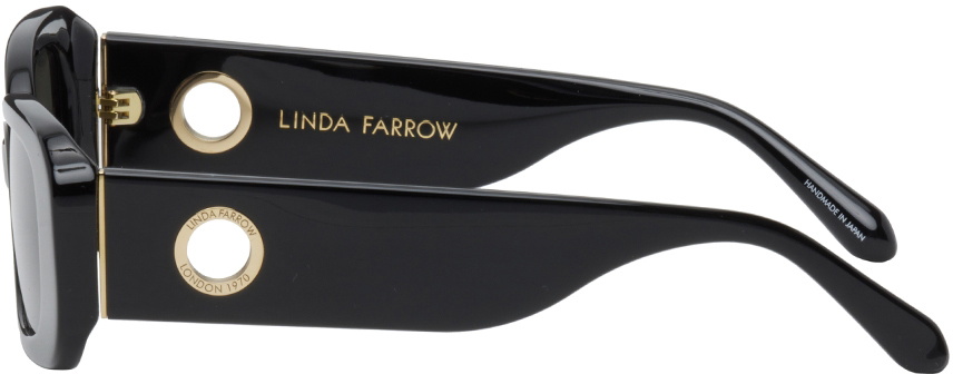 LINDA FARROW Black Rectangular Lola Sunglasses