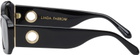 LINDA FARROW Black Rectangular Lola Sunglasses