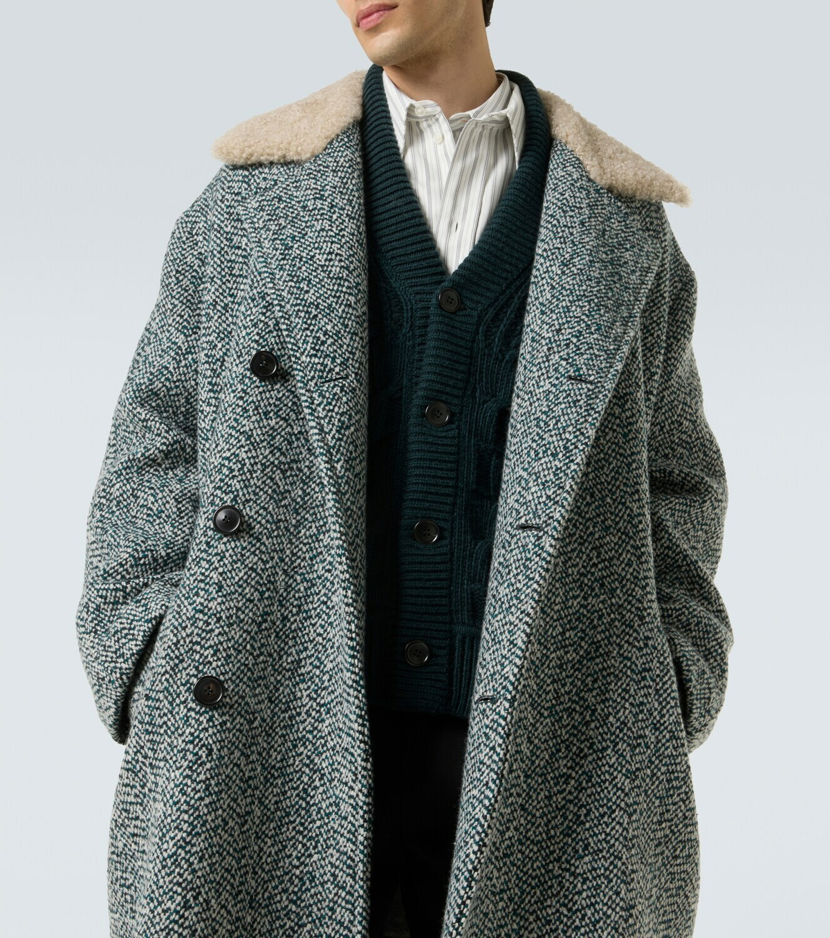 Zegna Herringbone wool and cashmere coat