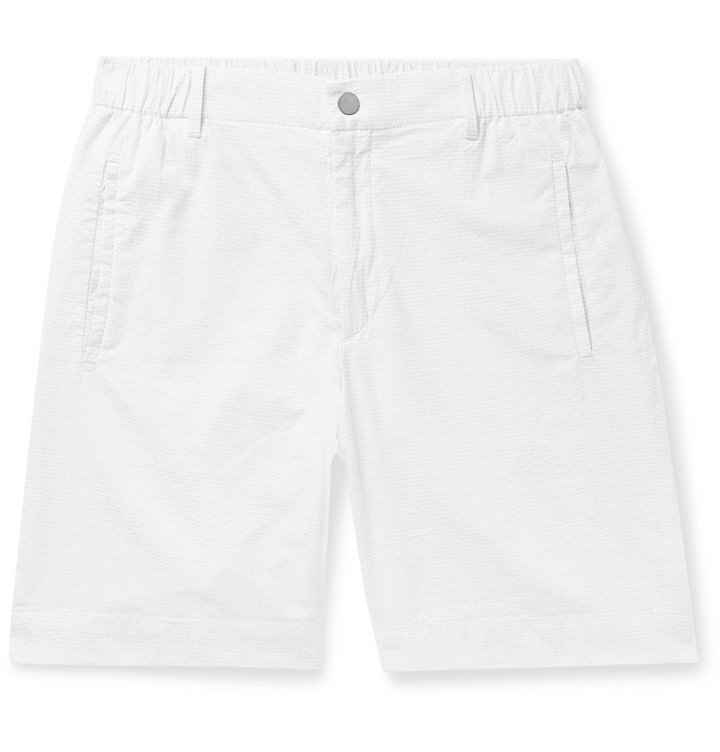 Photo: Incotex - Gingham Cotton-Seersucker Shorts - White