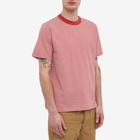 Armor-Lux Men's 79643 Fine Stripe T-Shirt in Cranberry/Milk