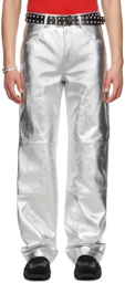 Marine Serre Silver Embossed Leather Pants