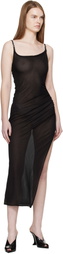 Mugler Black Asymmetrical Buckled Strap Maxi Dress