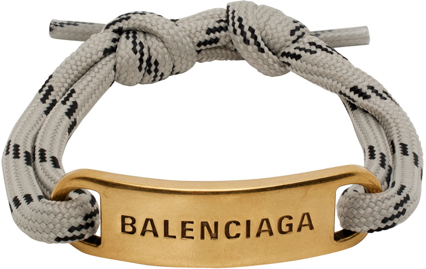 Balenciaga Gray & Gold Plate Bracelet Balenciaga